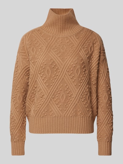 BOSS Strickpullover mit gerippten Abschlüssen Modell 'PANINO' Camel 2