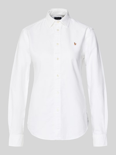 Produktfoto, Bluzka koszulowa z bawełny o prostym kroju w jednolitym kolorze, wyhaftowane logo Model 'Kendal' od Polo Ralph Lauren