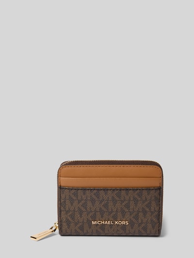 MICHAEL Michael Kors Portemonnee met labelapplicatie, model 'JET SET' Donkerbruin - 1
