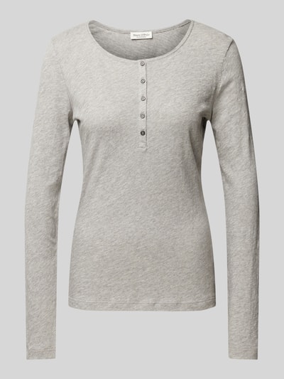 Marc O'Polo Regular fit shirt met lange mouwen en korte knoopsluiting Lichtgrijs gemêleerd - 2