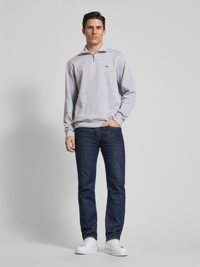 Lacoste Sweatshirt mit Troyer-Kragen Silber Melange 1