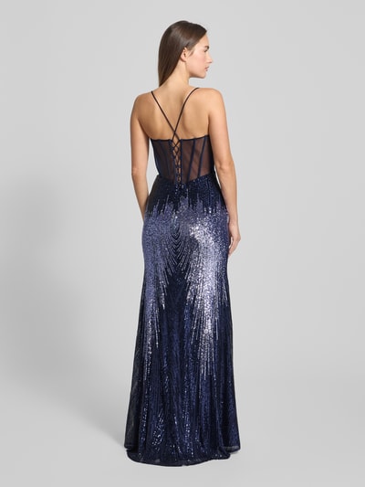Mascara Slim fit avondjurk met all-over pailletten Marineblauw - 5