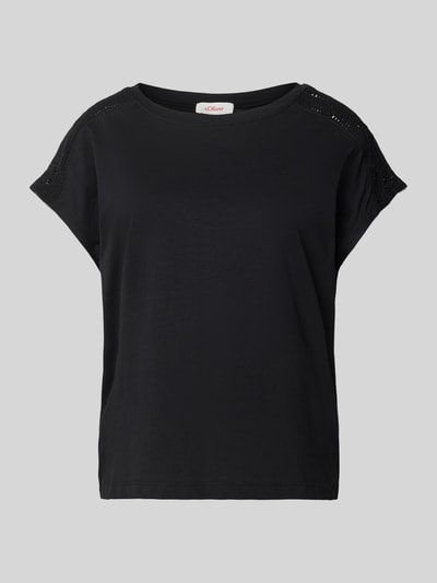 s.Oliver RED LABEL T-shirt met gehaakt kant en ronde hals Zwart - 2