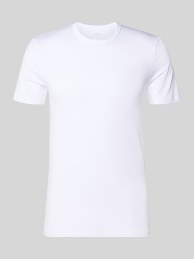 Produktfoto, T-Shirt aus Modal-Mix mit Rundhalsausschnitt von Mey in Weiß, schlichter Schnitt, glatte Oberfläche, Slim Fit, Vorderansicht.