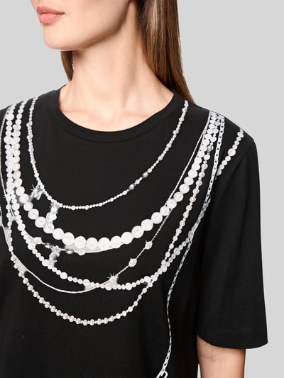 Marc Cain T-Shirt mit Perlketten-Motiv-Print Black 3