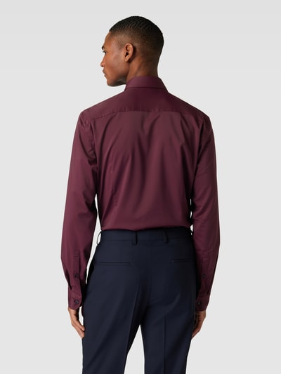 Jake*s Slim fit zakelijk overhemd met kentkraag Bordeaux - 5