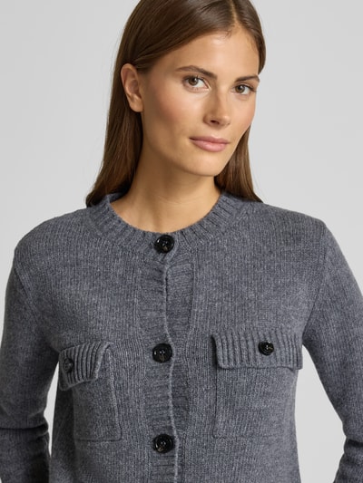 Weekend Max Mara Regular fit gebreid jack van zuivere scheerwol, model 'SFABRI' Antraciet - 3