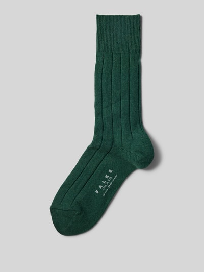 Falke Socken mit Label-Detail Modell 'LHASA' Dunkelgruen 1