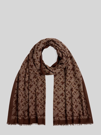Tommy Hilfiger Schal aus Baumwoll-Mix mit Logo-Muster Mittelbraun 2