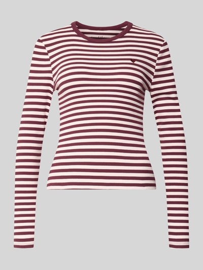 ONLY Regular Fit Langarmshirt aus Baumwoll-Mix Modell 'VAL' Bordeaux Melange 1