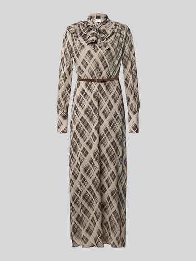 Jake*s Collection Tailliertes Freizeitkleid mit Allover-Muster Schoko 1