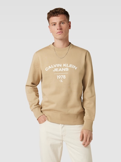 Calvin Klein Jeans Sweatshirt mit Label-Print Modell 'VARSITY' Sand 4