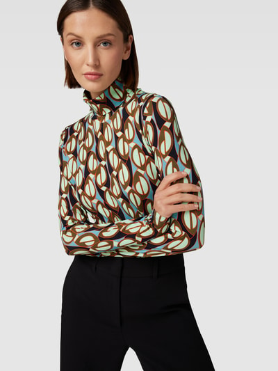 Marc Cain Shirt met lange mouwen, col en all-over motief Mintgroen - 3