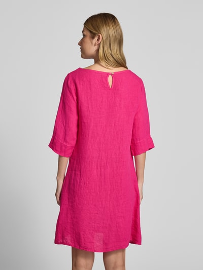 ZABAIONE Knielange jurk van puur linnen Felroze - 5