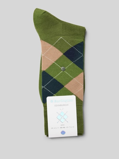 Burlington Socken mit Label-Detail Modell 'Edinburgh' Gruen 3