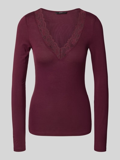 Vero Moda Regular Fit Langarmshirt aus Viskose-Mix Modell 'ROSA' Bordeaux 2