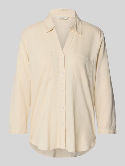 Tom Tailor Regular fit blouse met lange mouwen van een mix van linnen en viscose Beige - 2