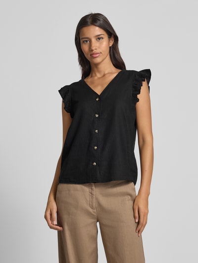 B.Young Regular fit linnen blousetop met V-hals, model 'FALAKKA' Zwart - 4