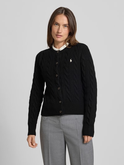 Polo Ralph Lauren Kurtka z dzianiny z mieszanki wełny i kaszmiru ze ściegiem warkoczowym Czarny 4