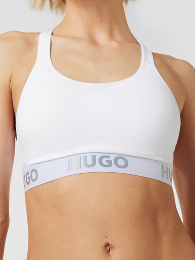 HUGO Stanik z elastycznym paskiem z logo Biały 3