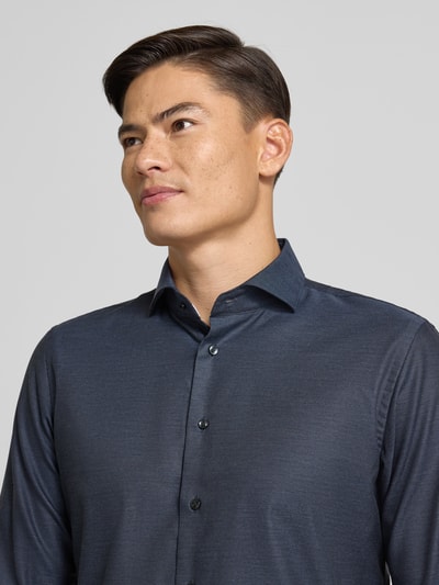 Profuomo Slim fit zakelijk overhemd met haaikraag Marineblauw - 3