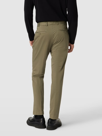 Hiltl Regular fit chino in effen design, model 'Tilo' Olijfgroen - 5