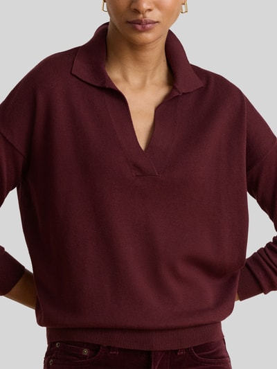 Lauren Ralph Lauren Loose fit pullover van mix van katoen en modal Bordeaux - 3