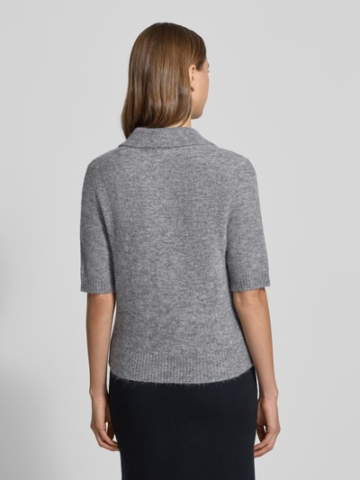 Stefanel Strickpullover aus Woll-Mix mit Polokragen und 1/2-Arm Mittelgrau Melange 5