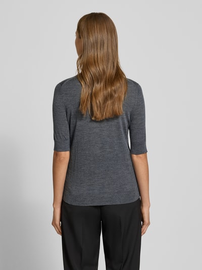 BOSS Sweter o kroju regular fit z czystej żywej wełny model 'FARBELLA' Ciemnoszary melanż 5