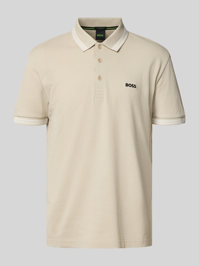 BOSS Green Regular Fit Poloshirt aus reiner Baumwolle Beige 2