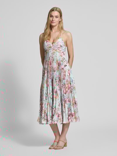 ADLYSH Knielanges Cocktailkleid mit Plisseefalten Hellblau 1