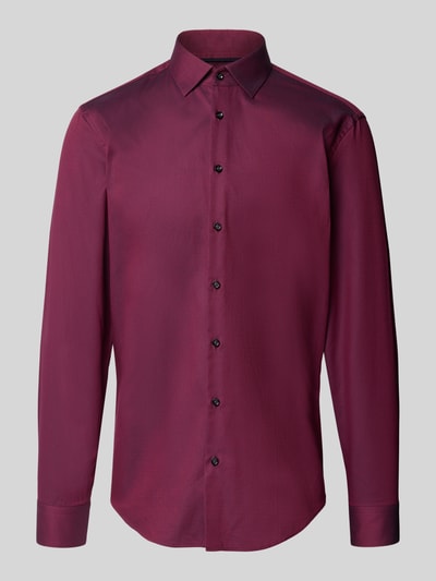 Jake*s Slim Fit Business-Hemd mit Strukturmuster Bordeaux 2