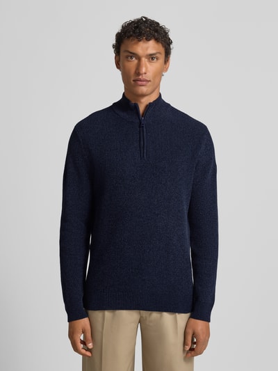 Tom Tailor Regular Fit Troyer aus Baumwoll-Mix Marine 4