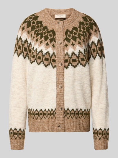 FREE/QUENT Gebreid jack met ronde hals, model 'Novala' Beige - 2