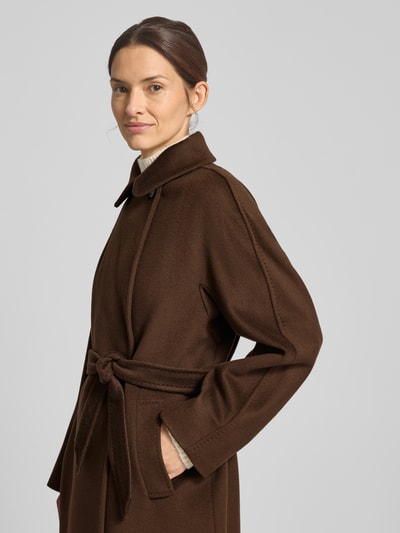 Weekend Max Mara Płaszcz wełniany o kroju regular fit z czystej żywej wełny model ‘RESINA’ Czekoladowy 3