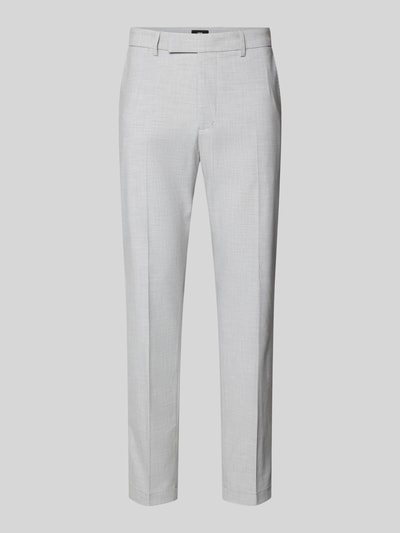 Produktfoto, graue Hose mit Bügelfalten Modell 'Beppe' von CINQUE, schmal geschnitten, Material-Mix mit Viskose-Anteil, glatte Textur