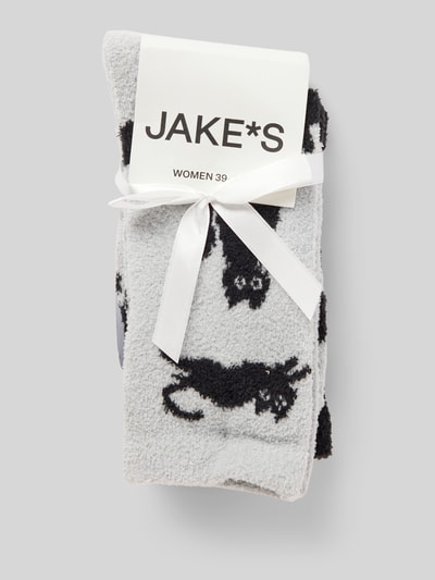 Jake*s Casual Socken mit geripptem Abschluss Hellgrau Melange 3