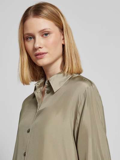 Marella Regular Fit Seidenbluse mit Hemdblusenkragen Modell 'ALEC' Khaki 3