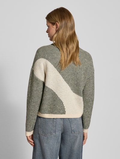 Pieces Loose fit gebreide pullover met all-over motief, model 'LINNA' Donkergroen - 5