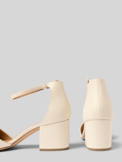 Produktfoto, Pumps mit Blockabsatz und Riemchen von BIANCO in beige, spitz zulaufend, strukturierte zool, blokhak, riempje met gesp, hakhoogte 7 cm, schachthoogte 8 cm, schachtwijdte 4 cm