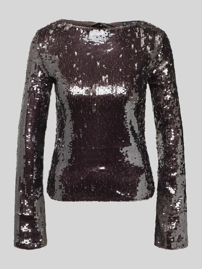 Mango Blusenshirt mit Paillettenbesatz Mittelbraun 2