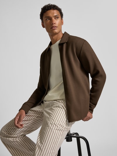 SELECTED HOMME Regular Fit Sweatjacke aus Viskose-Mix Modell 'EMANUEL' Dunkelbraun 3