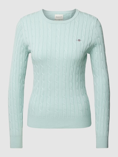 Gant Strickpullover mit Zopfmuster Aqua 2