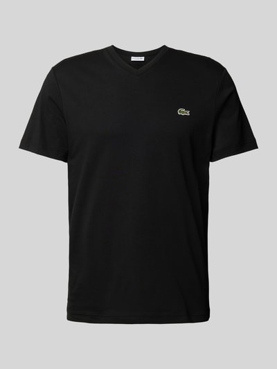 Lacoste T-shirt met labelstitching, model 'Basic' Zwart - 2