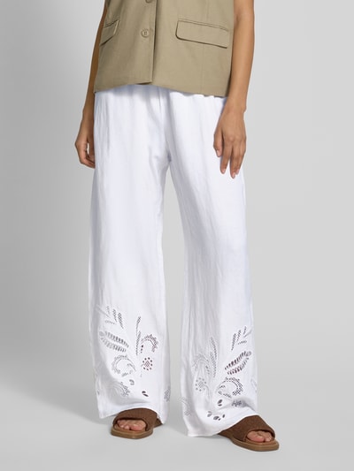 Tommy Hilfiger Loose fit wijde broek met broderie anglaise Wit - 4