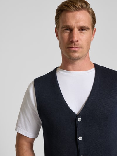 Christian Berg Men Wollen gilet met V-hals Marineblauw - 3