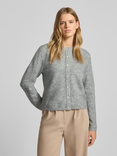 Only Kurtka z dzianiny o luźnym kroju z listwą guzikową model ‘SIMONI’ Średnioszary melanż 4