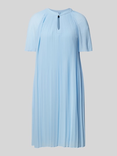 comma Knielanges Kleid mit Plisseefalten Blau 2