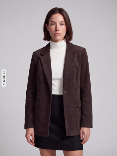 VERO MODA Loose Fit Longblazer mit steigendem Reverskragen Modell 'NORA' Schoko 4