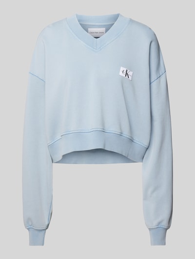 Calvin Klein Jeans Oversized Sweatshirt mit V-Ausschnitt Hellblau 2